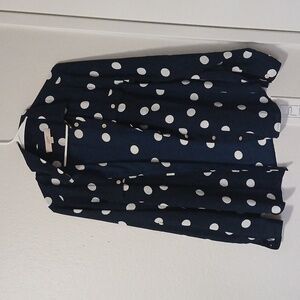 LOFT Dark Blue Top with White Dots